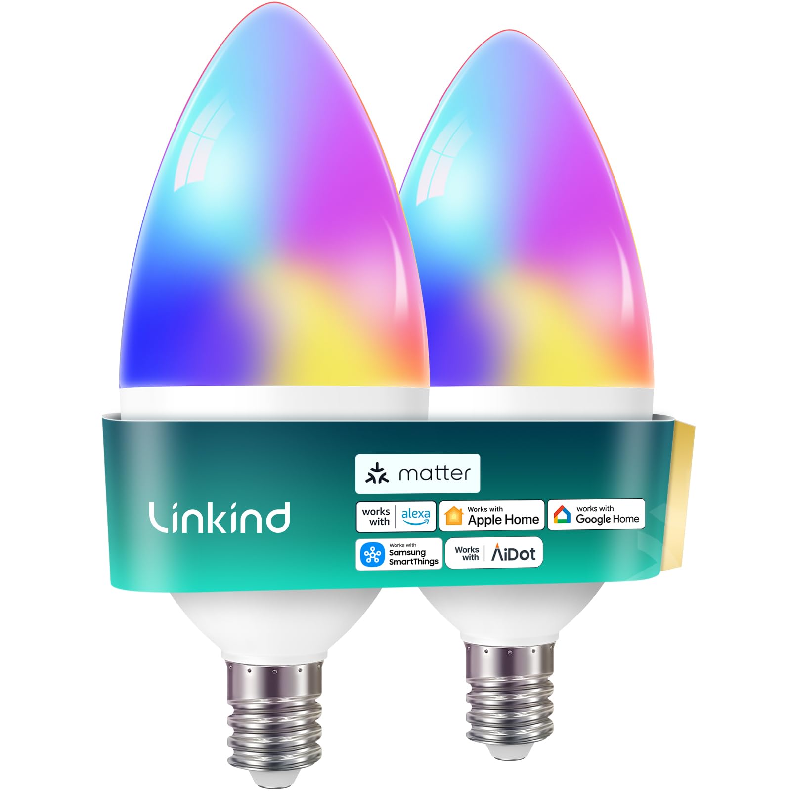 Linkind Matter E12 bulb in a chandelier showing compact design for elegant fixtures