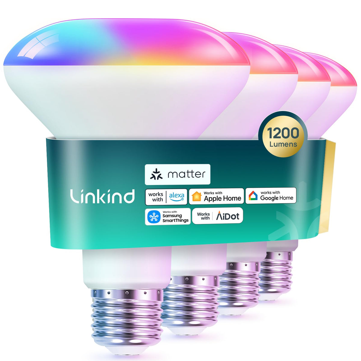 Linkind Matter smart light bulb brightens a room with vivid ambience.