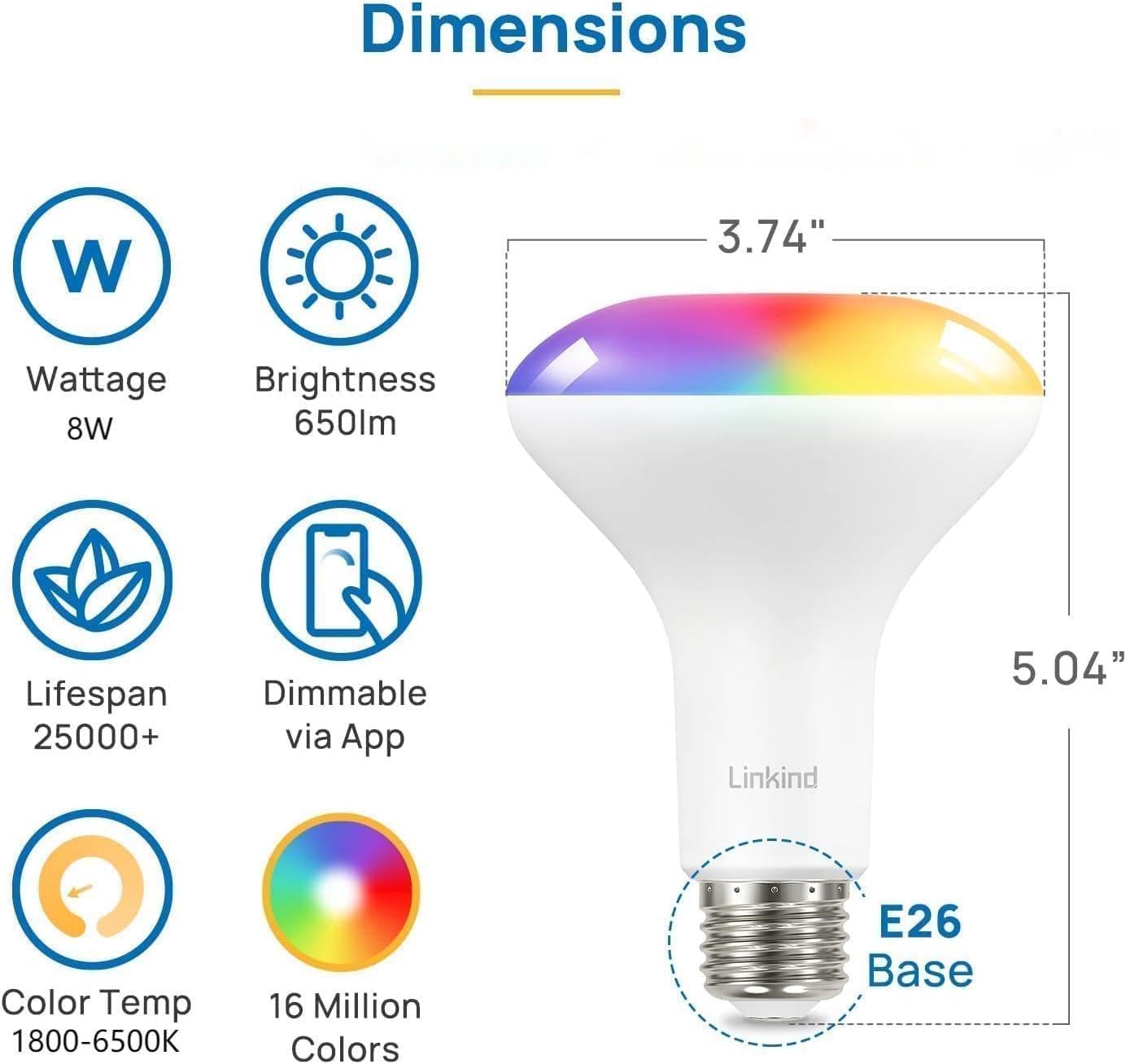 Four-pack packaging of Linkind Matter smart bulbs