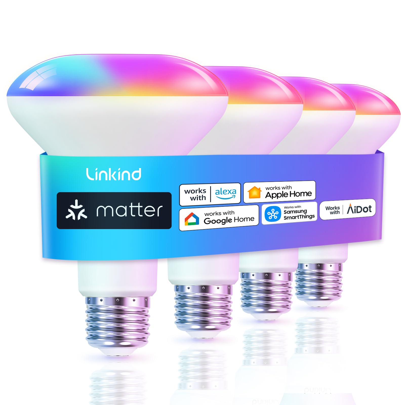 Linkind Matter BR30 smart bulb in recessed can for bright, even illumination