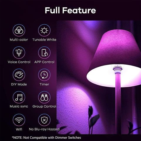 Linkind Matter bulb color-changing display for mood lighting.