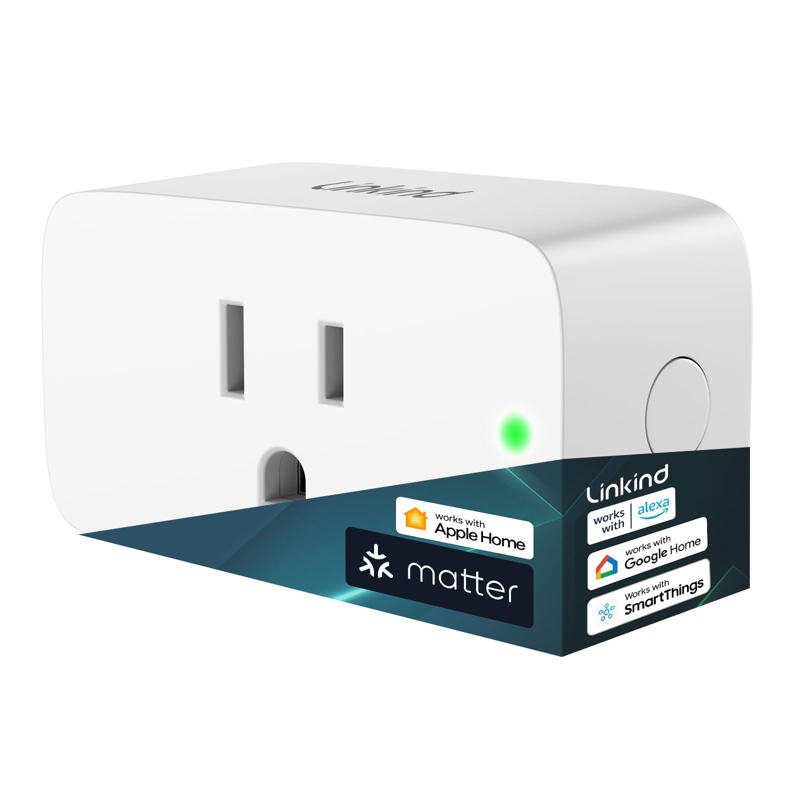 Linkind Matter Smart Plug appearance demonstrates compact design for discreet power control