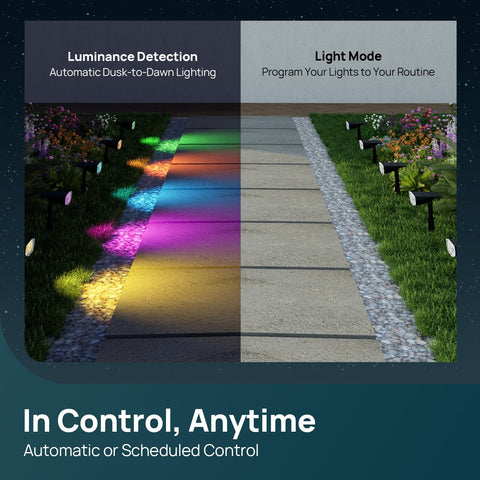 Dusk-to-dawn timer on Linkind SL5C enables automatic lighting.