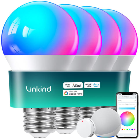 Linkind smart bulb with voice control compatible with Alexa and Google Assistant.