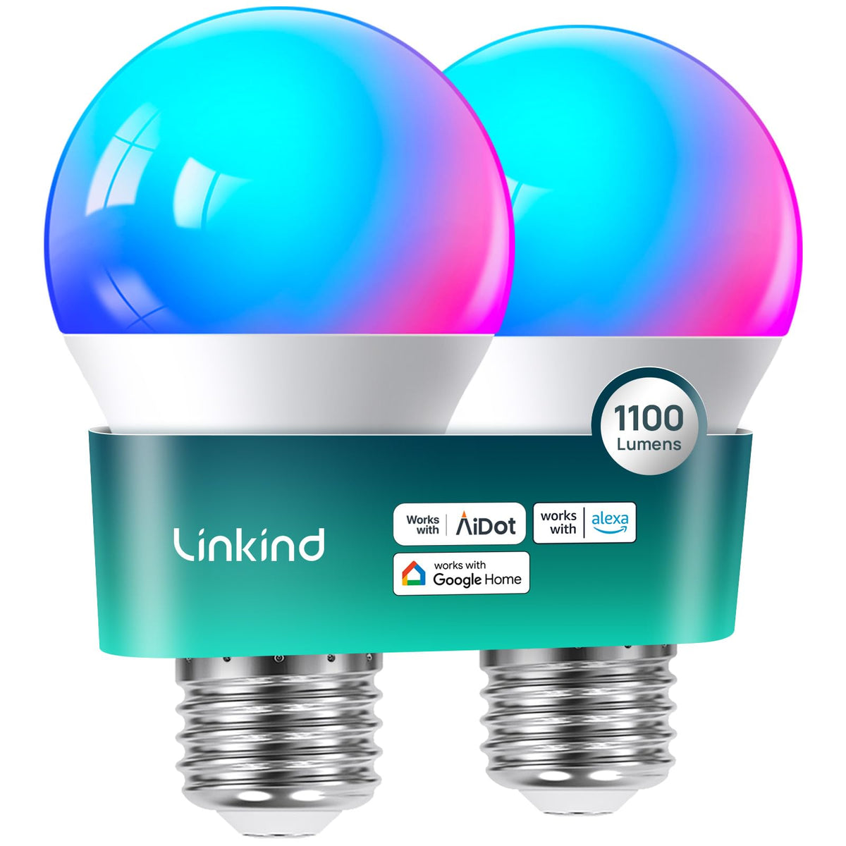 Linkind smart bulbs illuminate a living room with 1100 lumens for vibrant evenings