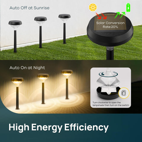 Linkind landscape light illuminating lawn with soft ambiance.