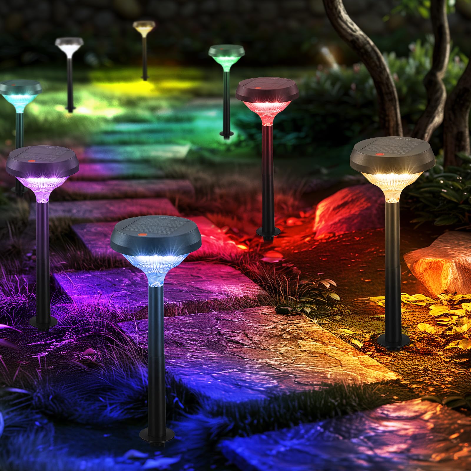 Linkind solar pathway lights 8-pack illuminate walkways with warm, inviting glow.