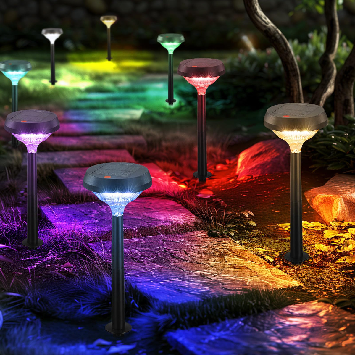 Linkind solar pathway lights 8-pack illuminate walkways with warm, inviting glow.