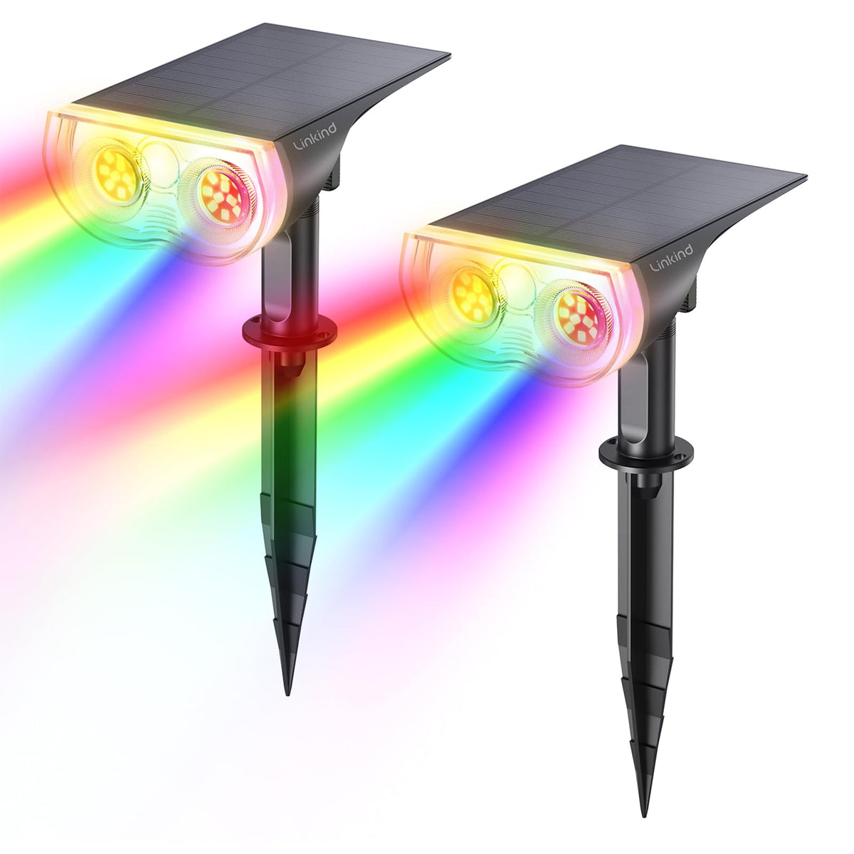 Linkind StarRay RGB spot light outdoor illuminates pathways with vibrant color.