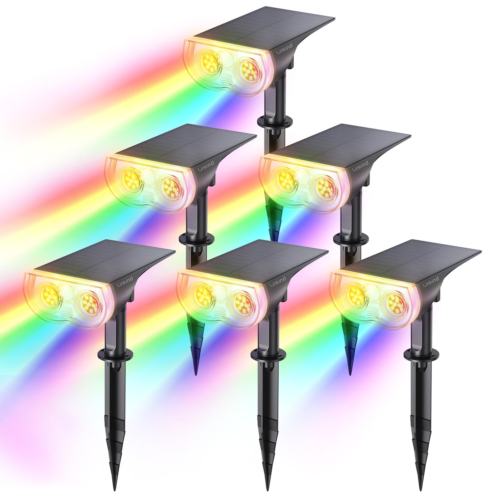 Linkind StarRay RGB spotlight multicolor 6-pack for vivid outdoor accents.