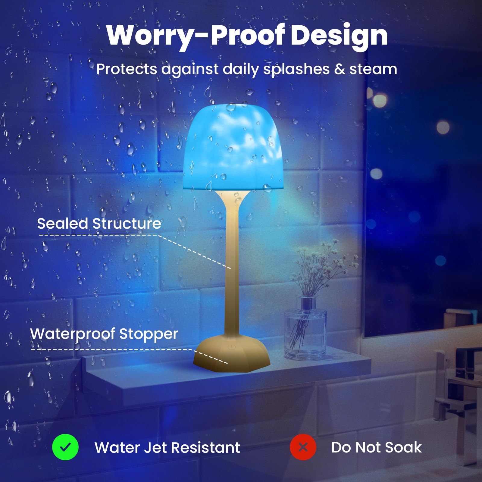 LINKOJI 4-in-1 shower lamp 16-color options illuminate mood and decor.