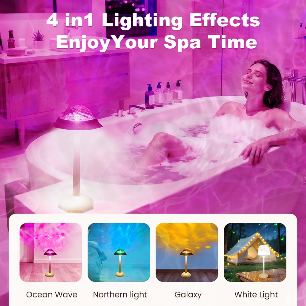 LINKOJI 4-in-1 shower lamp Northern Lights projection lights up walls for calming mood.