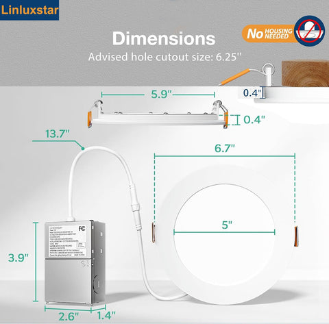 Linluxstar slim light versatile for kitchen, living room, and bedroom.