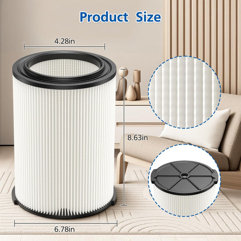LINNIW VF4000 2pack filters side view highlighting large filtration surface for heavy dust.