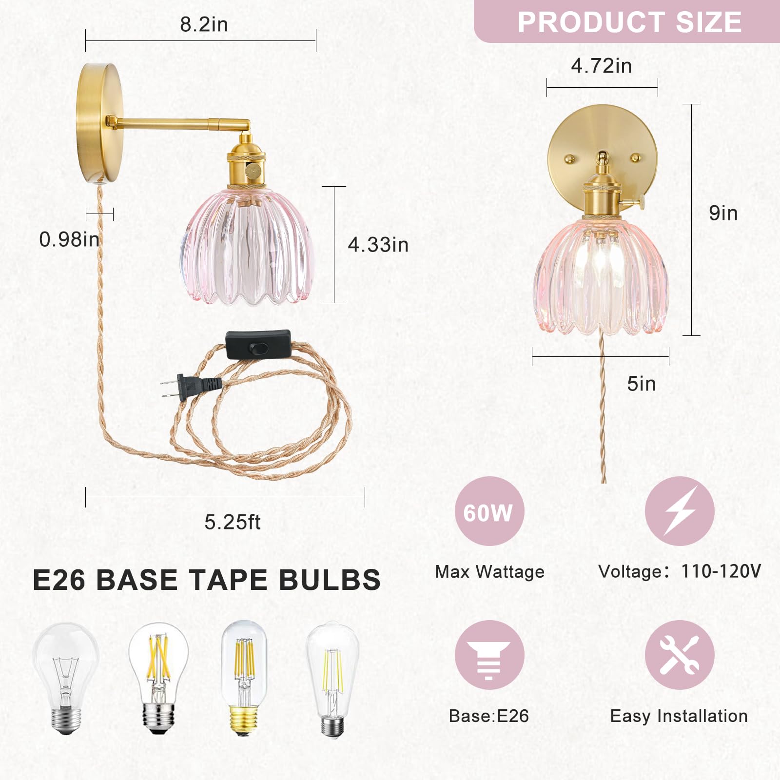 LINSEEDS glass lampshade close-up showcases delicate tulip petals