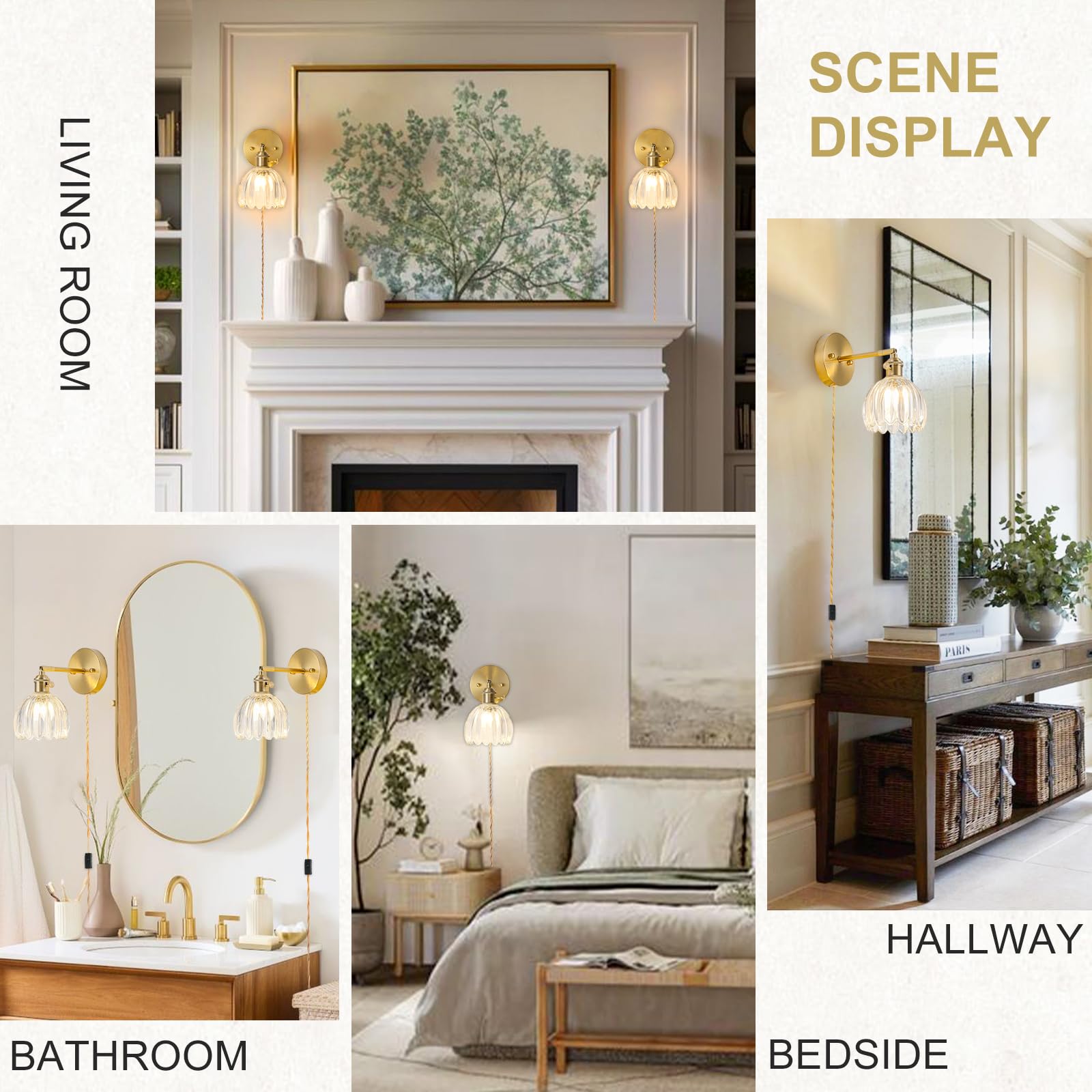 LINSEEDS gold brass finished sconce body adds vintage charm to spaces.