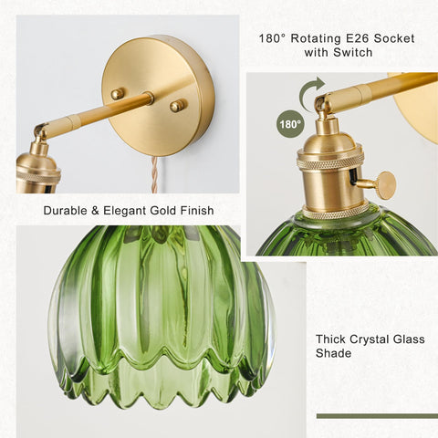 LINSEEDS tulip-green lampshade for retro style and warm illumination