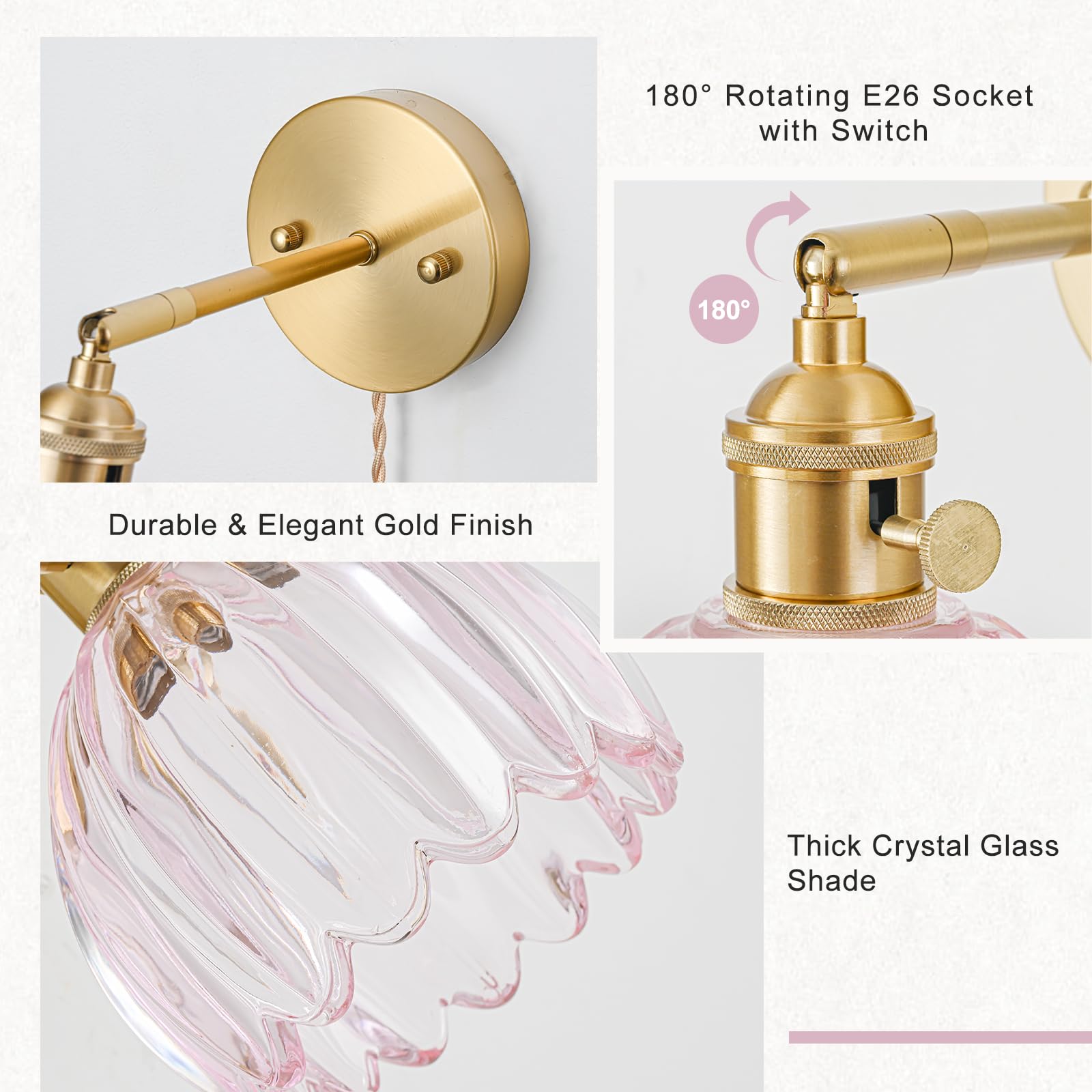 LINSEEDS wall sconce with switch for easy on/off operation