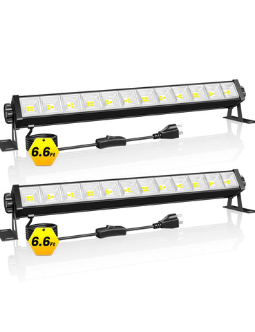 Linstaine 2-pack LED shop lights front view showing bright 5400lm per unit for clear garage tasks
