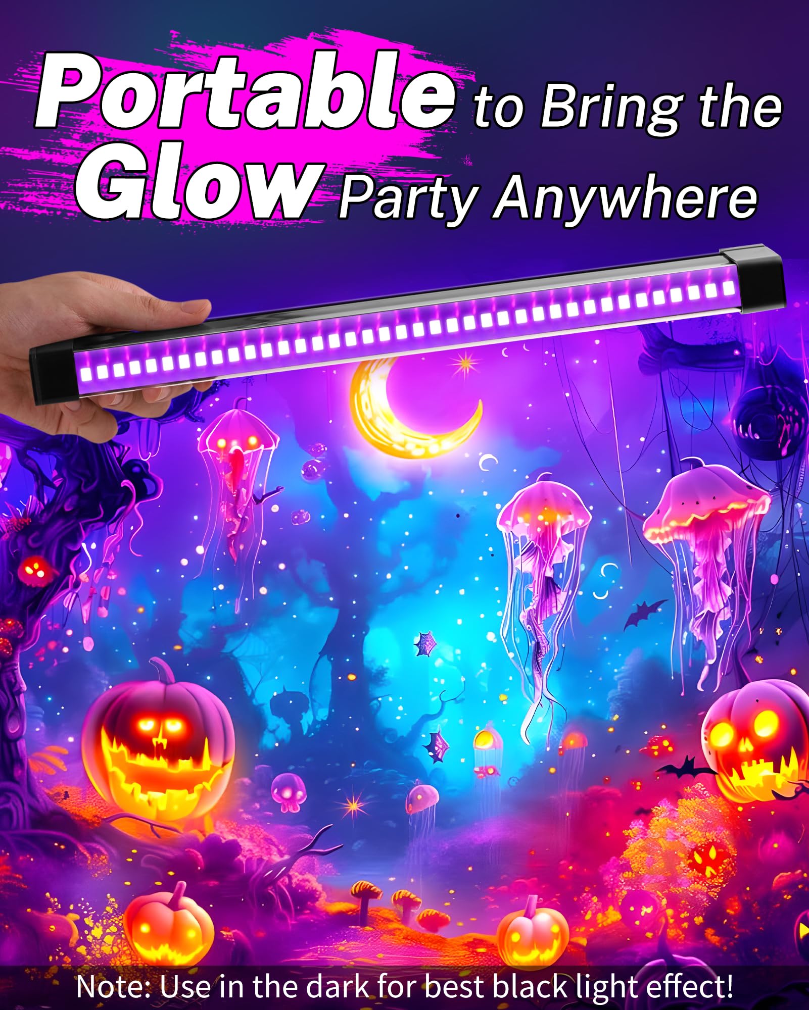 Linstaine 5000mAh battery-powered UV bar for portable indoor lighting.