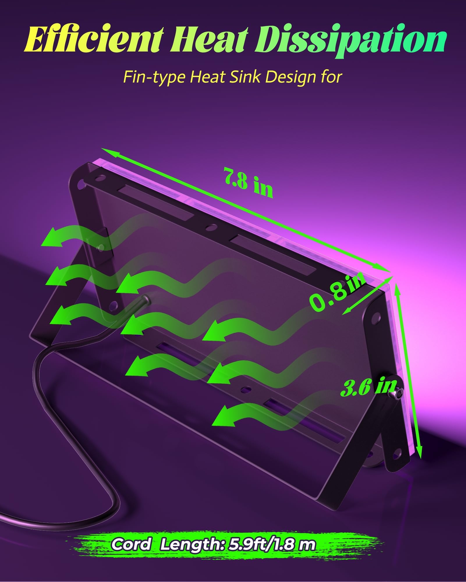 Linstaine fluorescent poster lighting highlights artwork under black light.