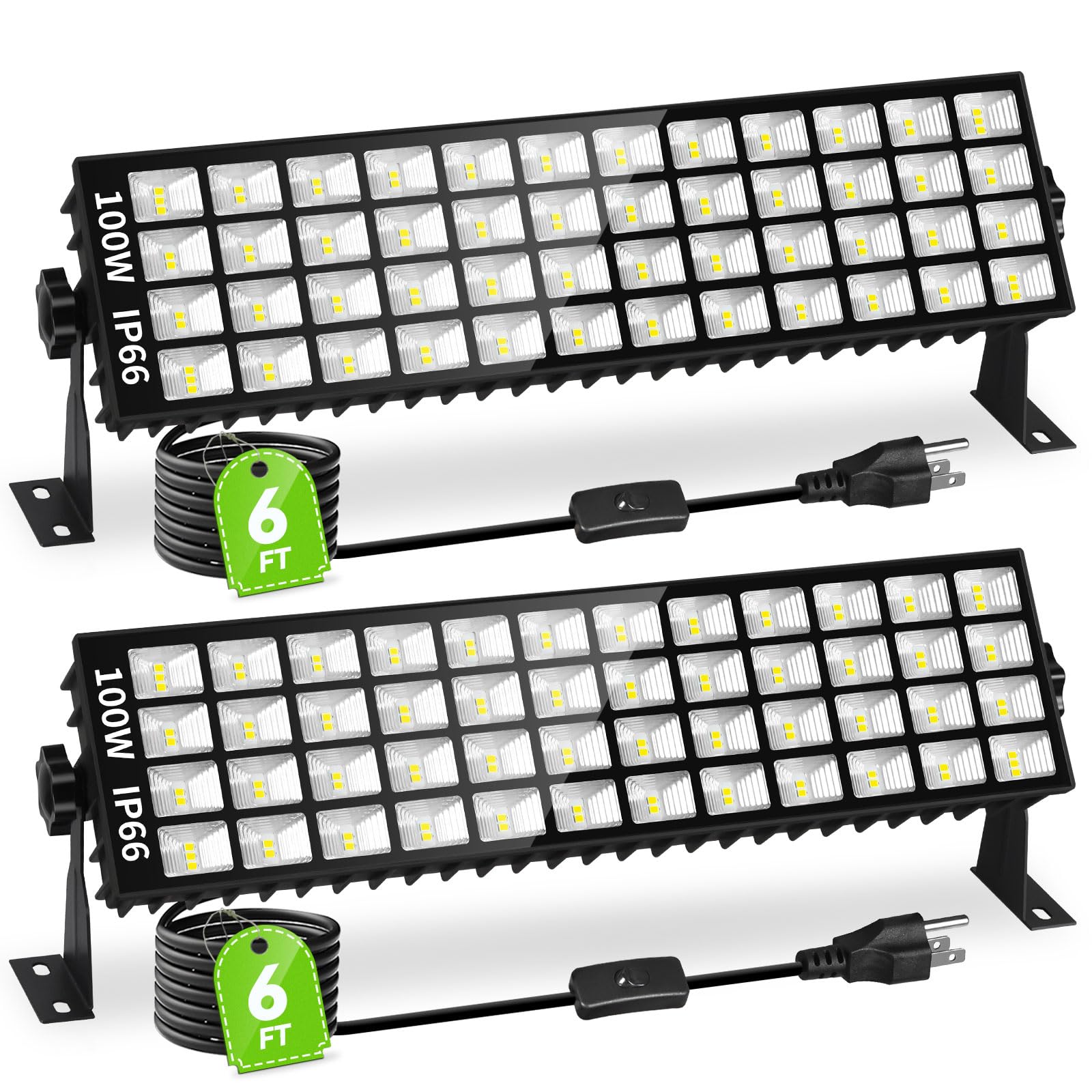 Linstaine LED Shop Lights 100W front view delivers bright daylight output for garages.