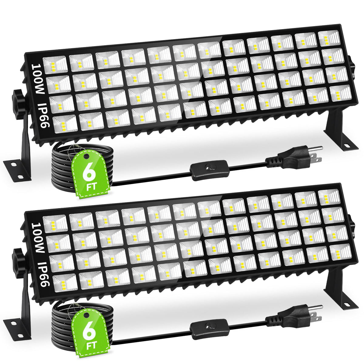 Linstaine LED Shop Lights 100W front view delivers bright daylight output for garages.