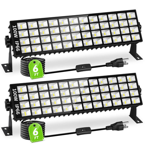 Linstaine LED Shop Lights 100W front view delivers bright daylight output for garages.