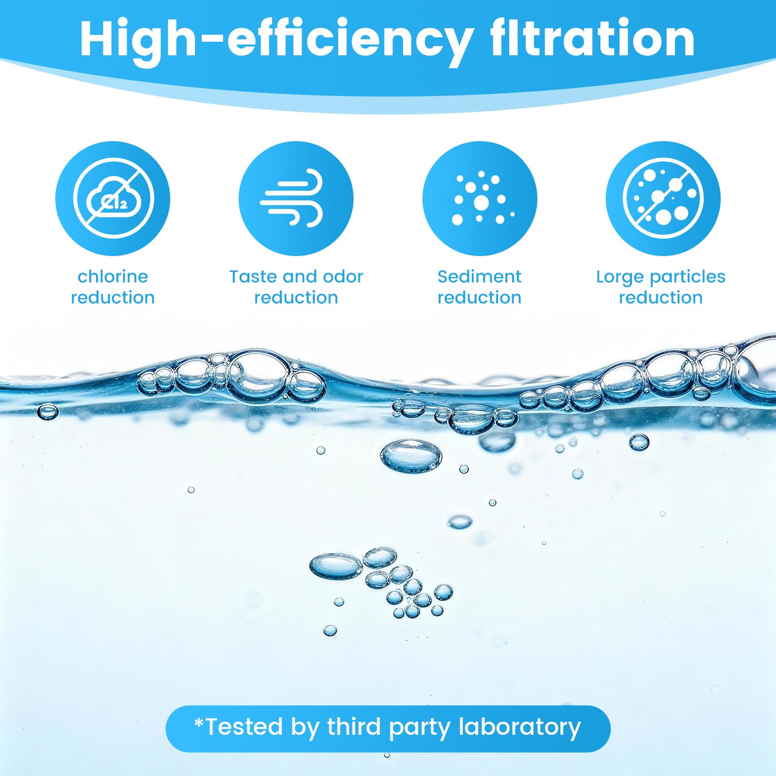 Linsuely packaged filter set displayed on bathroom shelf for easy replacement.