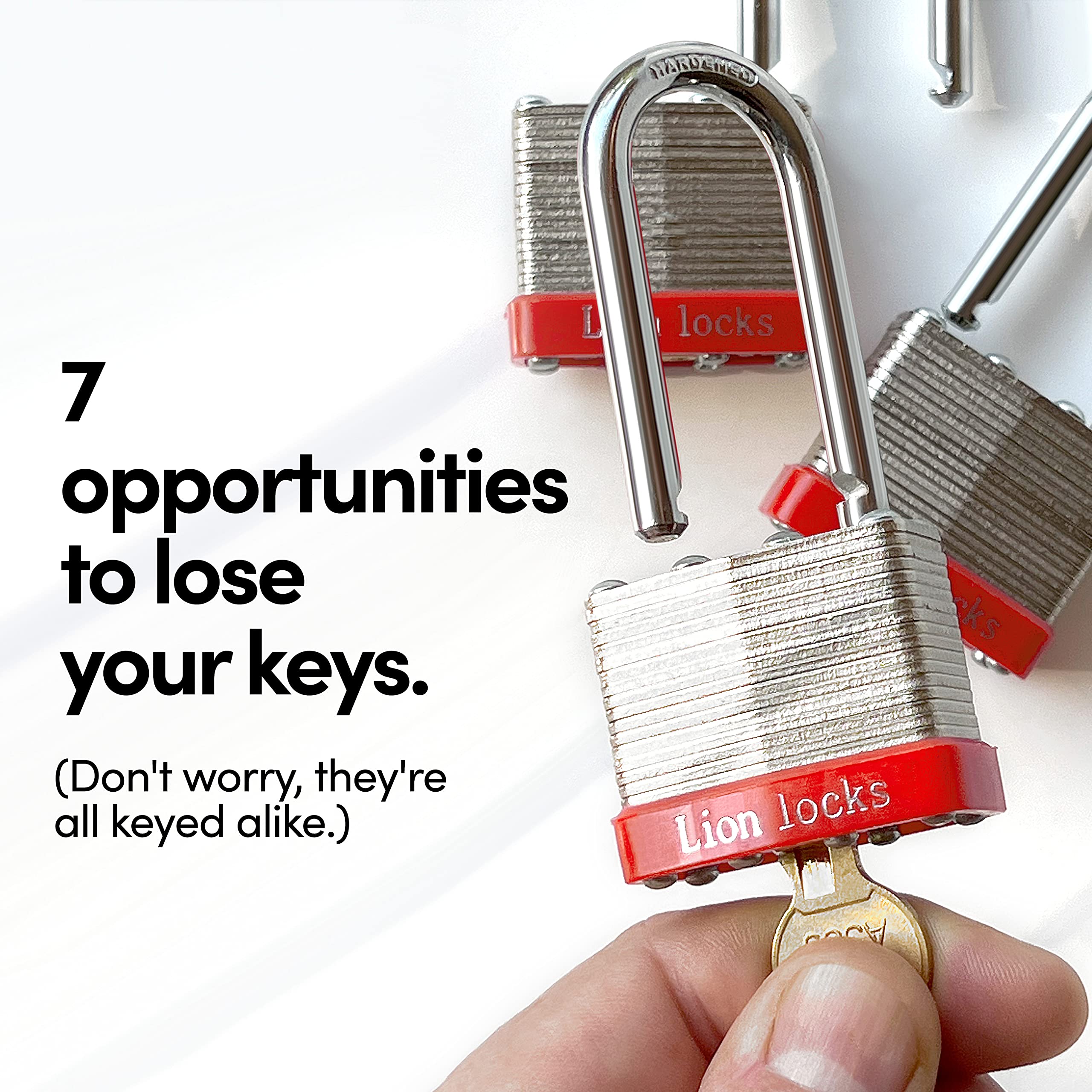 Rugged hardened steel body of a Lion Locks padlock demonstrates durability.