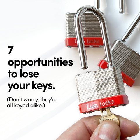 Rugged hardened steel body of a Lion Locks padlock demonstrates durability.