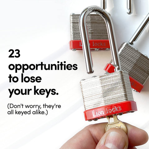 Lion Locks hardened-steel body padlock withstands tough outdoor conditions.