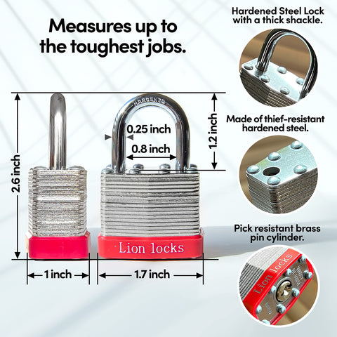 Lion Locks hardened steel case padlock shown outdoors with rugged durability