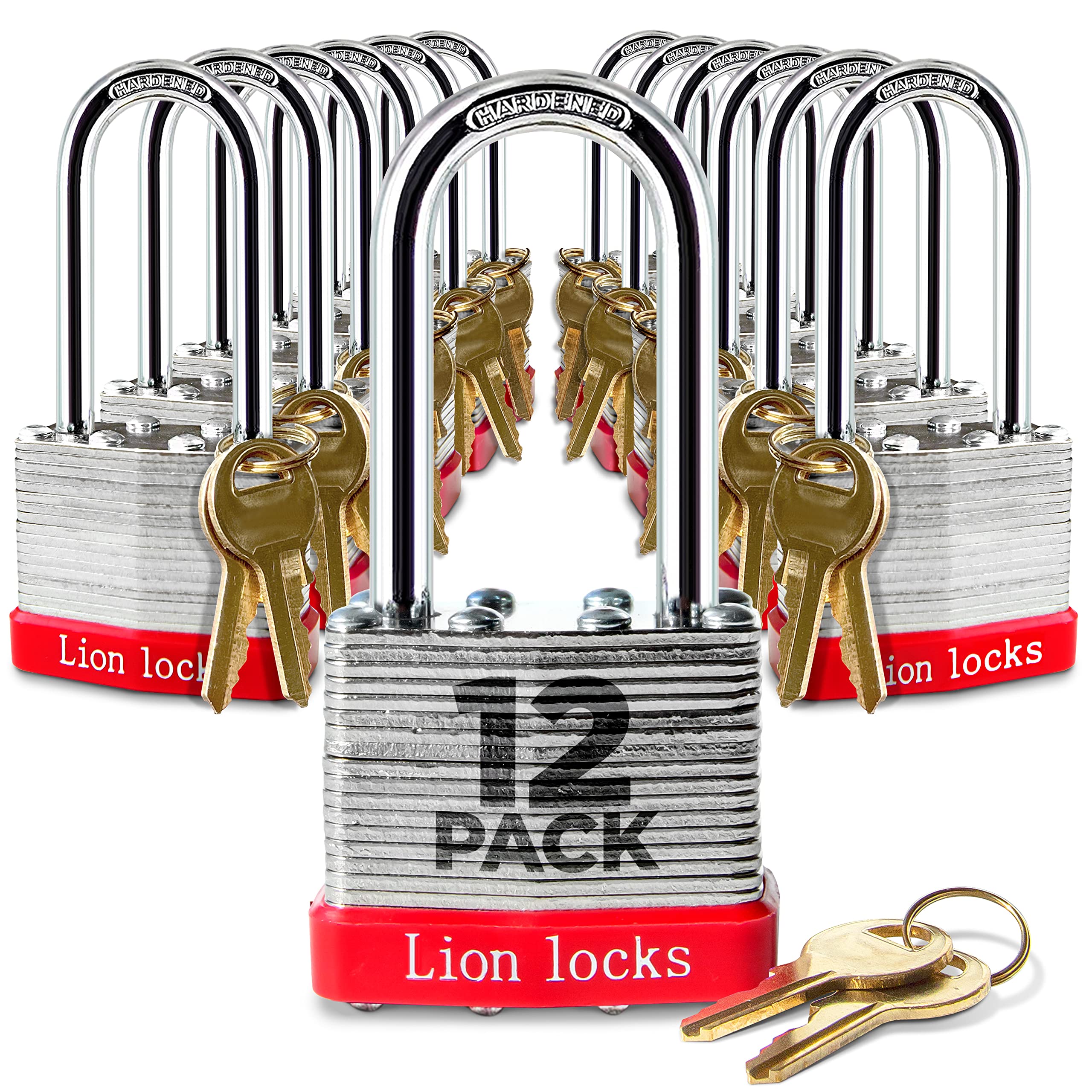 Lion Locks keyed-alike padlock with 2-inch shackle for simplified key management.