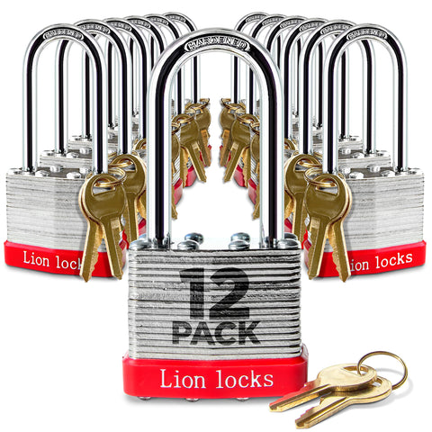 Lion Locks keyed-alike padlock with 2-inch shackle for simplified key management.
