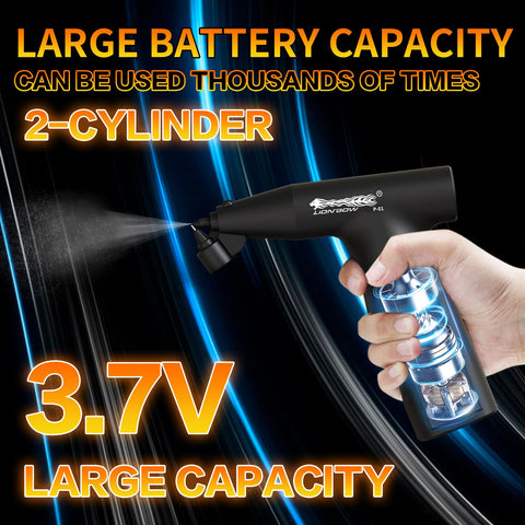 Lionbow cordless spray gun in portable setup ideal for garage or outdoor touch-ups