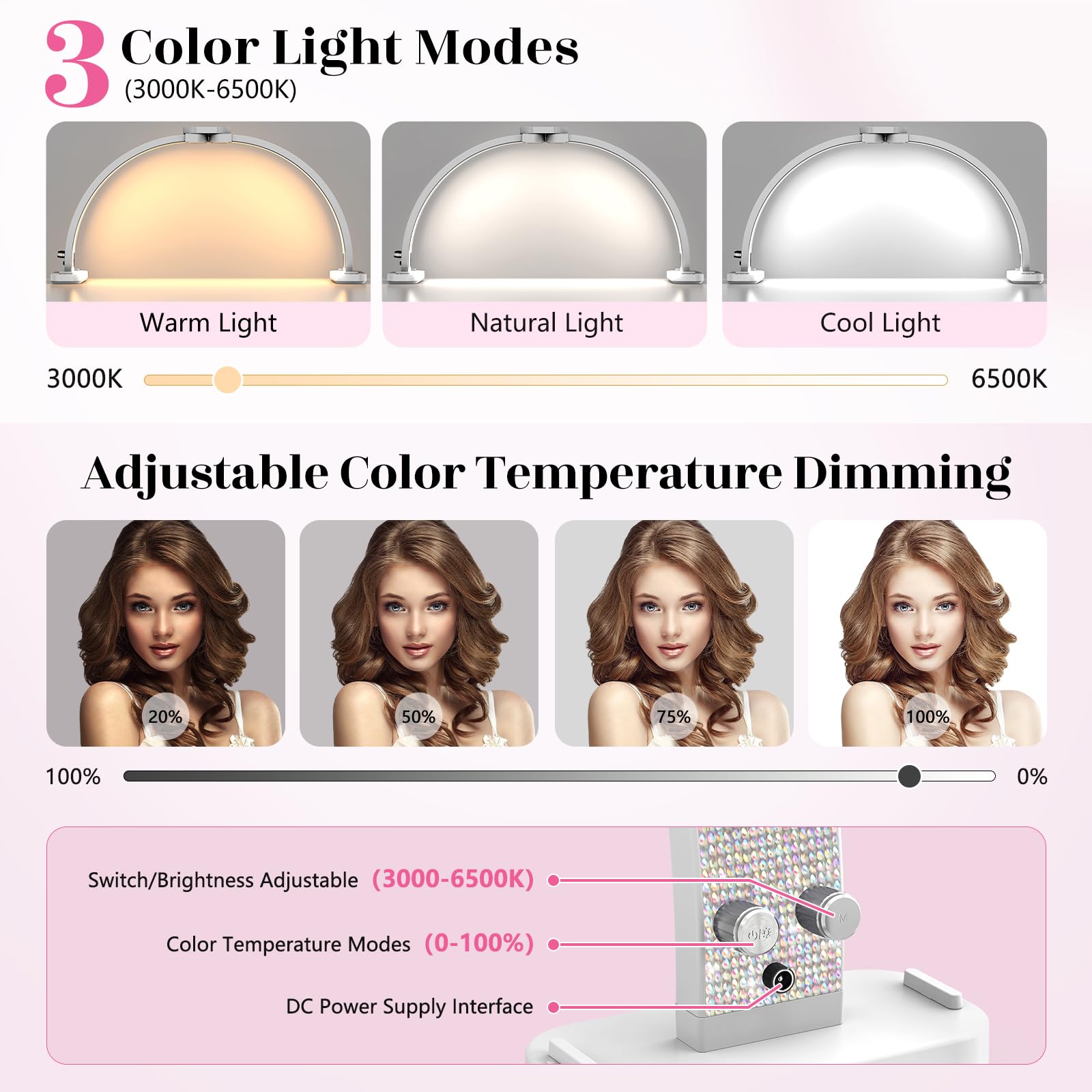 Foldable base and detachable design of LIONVISION nail desk light
