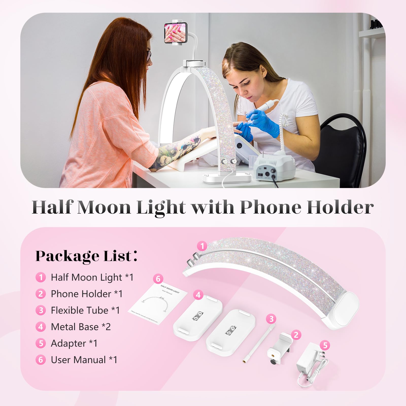 Nail art studio setup with LIONVISION multi-use light