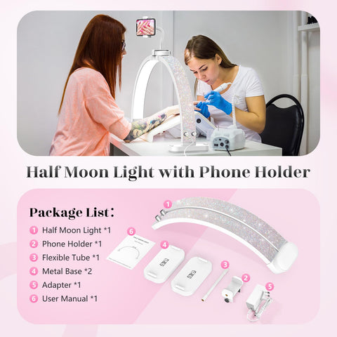 Nail art studio setup with LIONVISION multi-use light
