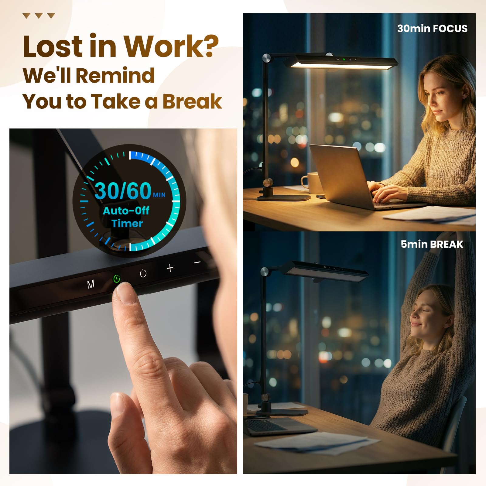LIONVISON desk lamp head and arm design provides flexible positioning