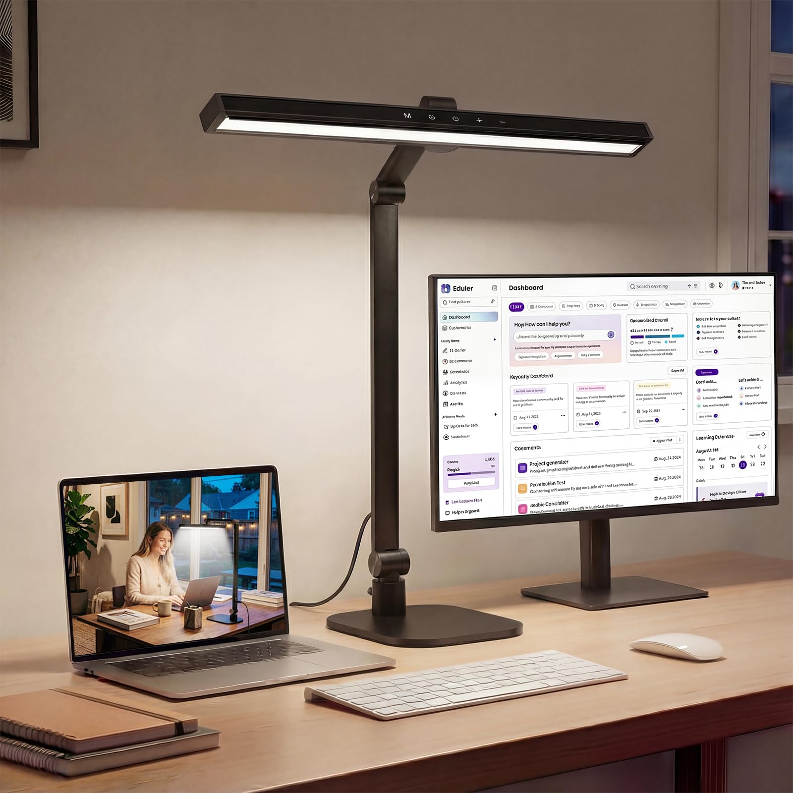 LIONVISON desk lamp demonstrates soft ambient glow for night work efficiency