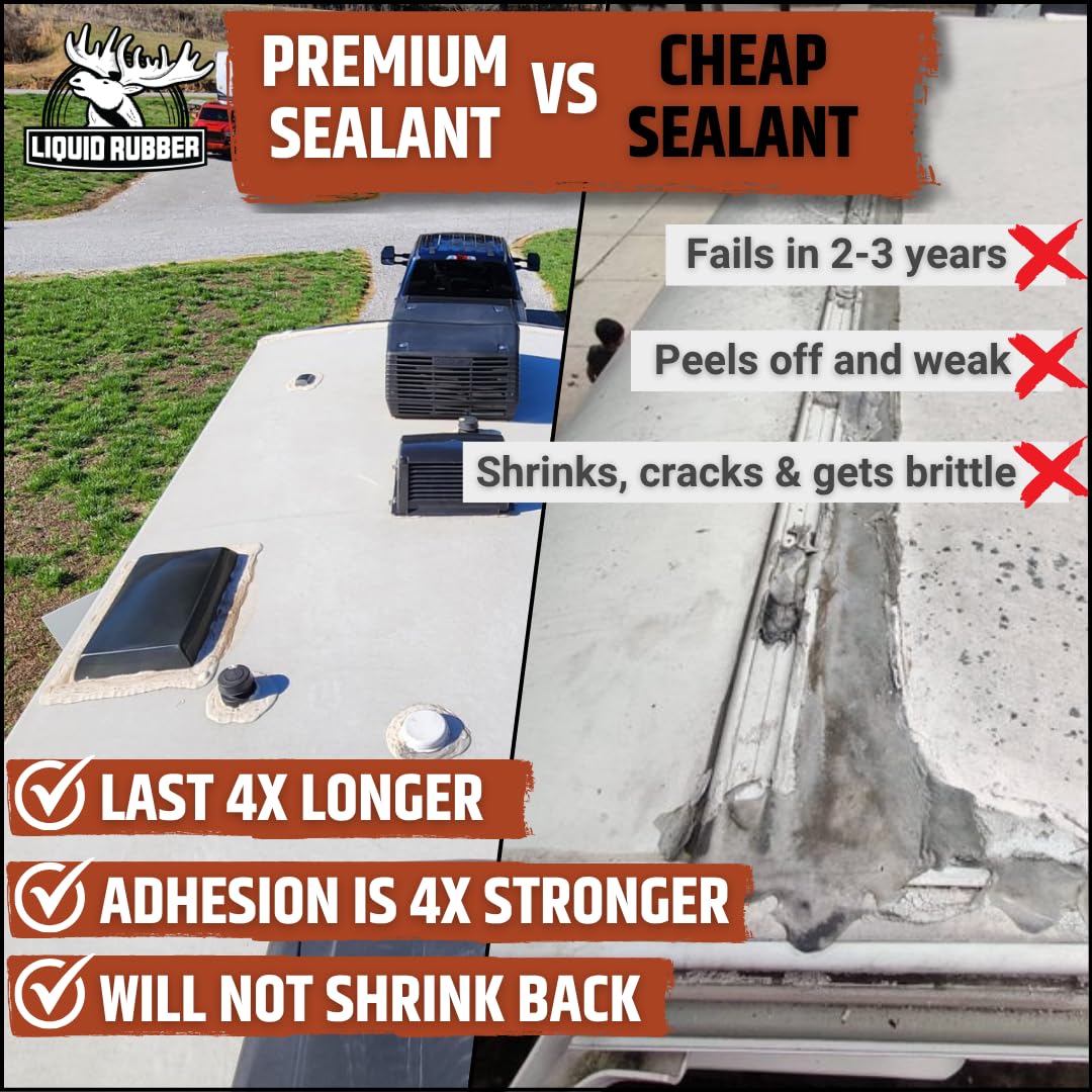 Liquid Rubber RV air-condition unit seal creating a flexible roof barrier.