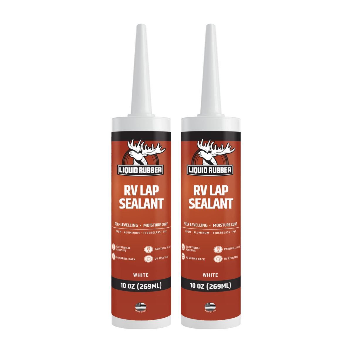 Liquid Rubber RV lap-sealant tube sealing a waterproof roof joint.