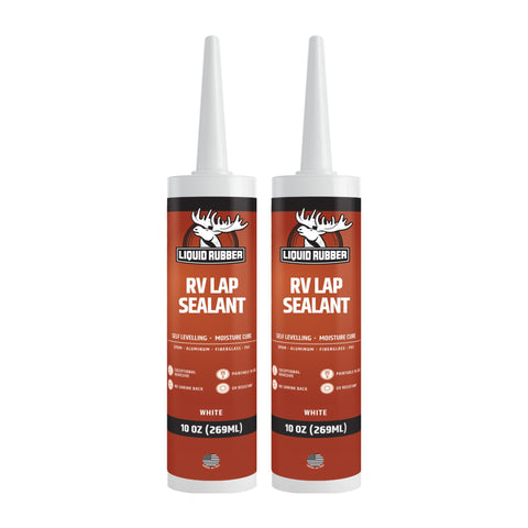 Liquid Rubber RV lap-sealant tube sealing a waterproof roof joint.