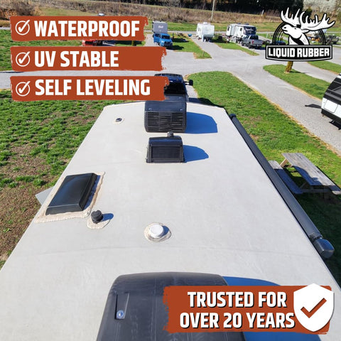 Liquid Rubber RV surface prep and clean roof before sealing.