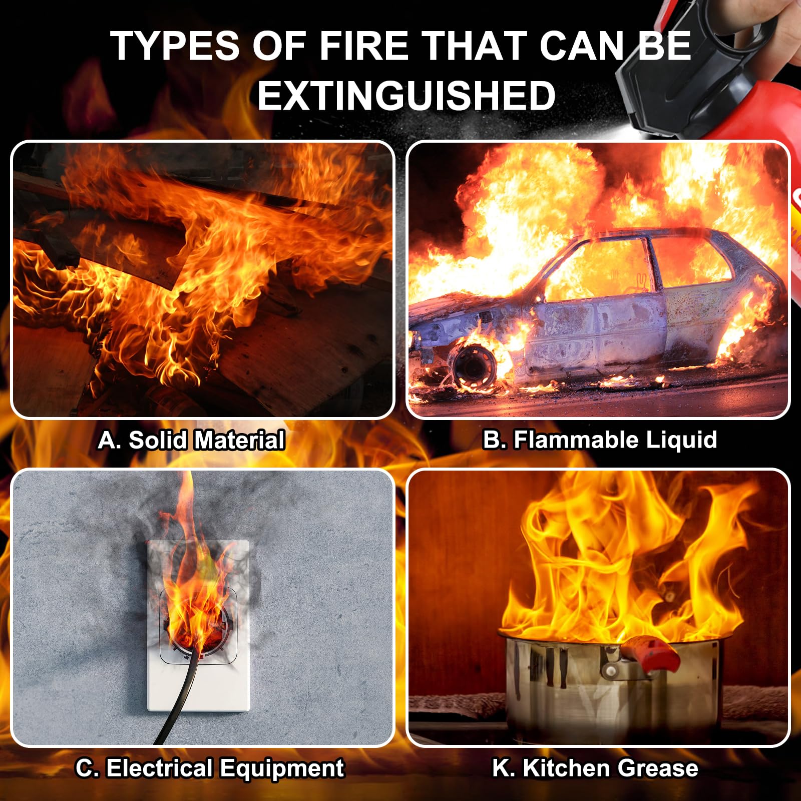 Lirches easy-operation extinguisher supports rapid response to small fires.