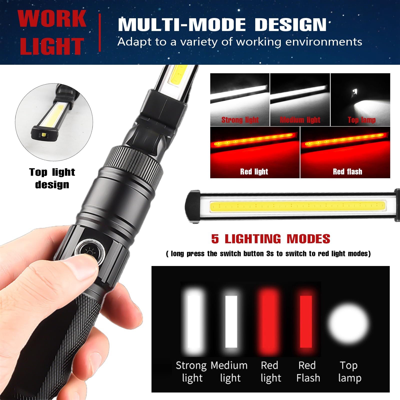 Lisaruq five lighting modes adapt to tasks including red warning