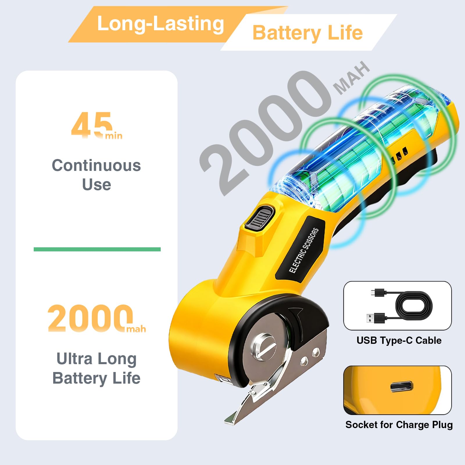 Lisaruq cordless electric scissors compact battery pack for longer use