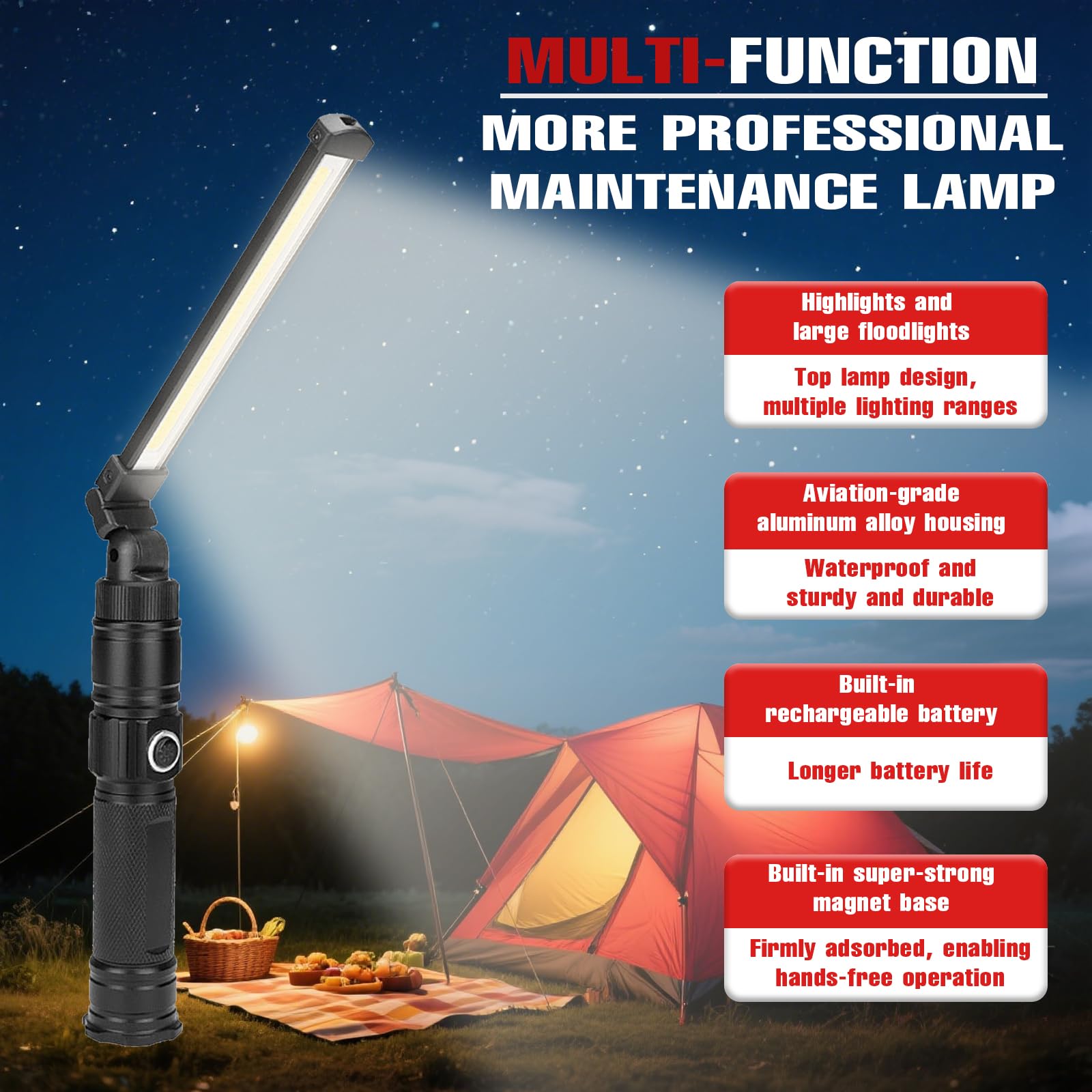 Lisaruq magnetic base work light attached to metal surfaces for steady work