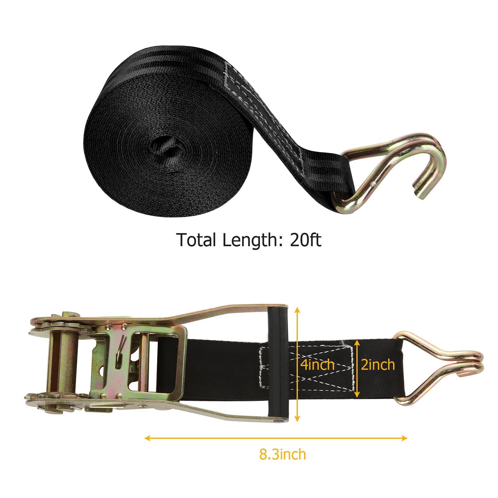 LISHINE 2-inch ratchet strap being tightened to secure cargo during transport.